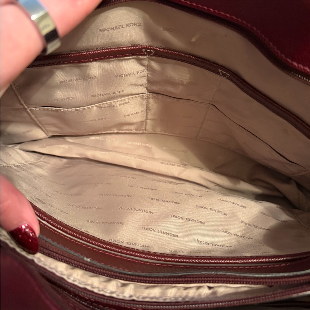 Michael Kors Burgundy and Brown Tote Bag - Picture 7 of 11